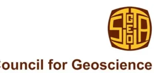 Council for Geoscience logo featuring a brown and yellow circular emblem.